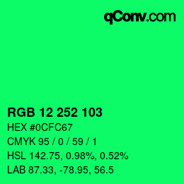 Code couleur: RGB 12 252 103 | qconv.com