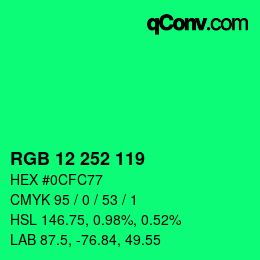 Color code: RGB 12 252 119 | qconv.com
