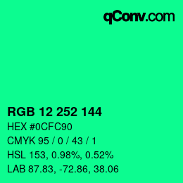 Color code: RGB 12 252 144 | qconv.com