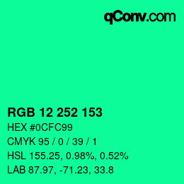 Color code: RGB 12 252 153 | qconv.com