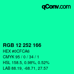 Color code: RGB 12 252 166 | qconv.com