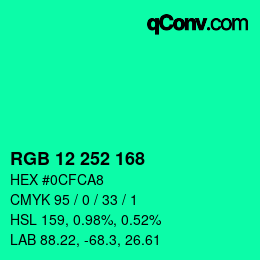 Color code: RGB 12 252 168 | qconv.com