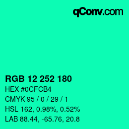 Color code: RGB 12 252 180 | qconv.com