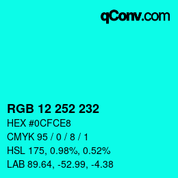 Color code: RGB 12 252 232 | qconv.com