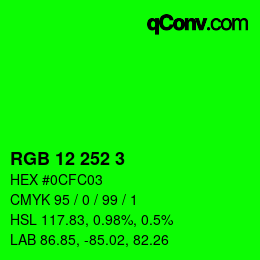 カラーコード: RGB 12 252 3 | qconv.com