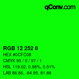 Color code: RGB 12 252 8 | qconv.com