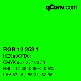 Color code: RGB 12 253 1 | qconv.com
