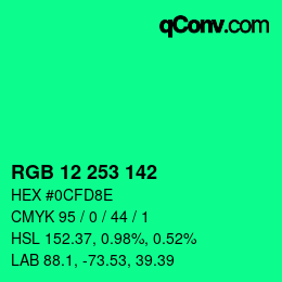 Color code: RGB 12 253 142 | qconv.com