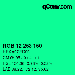 Color code: RGB 12 253 150 | qconv.com