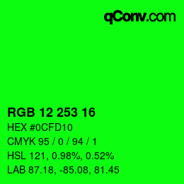 Color code: RGB 12 253 16 | qconv.com