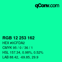 Código de color: RGB 12 253 162 | qconv.com