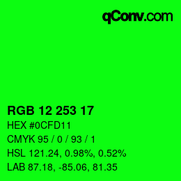 Color code: RGB 12 253 17 | qconv.com