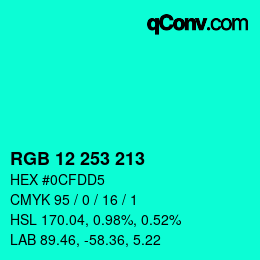 Color code: RGB 12 253 213 | qconv.com