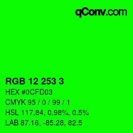 Color code: RGB 12 253 3 | qconv.com