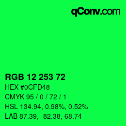 Color code: RGB 12 253 72 | qconv.com