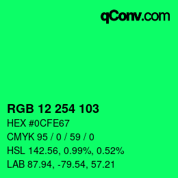 カラーコード: RGB 12 254 103 | qconv.com