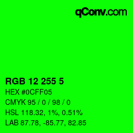 Color code: RGB 12 255 5 | qconv.com