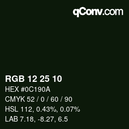 カラーコード: RGB 12 25 10 | qconv.com