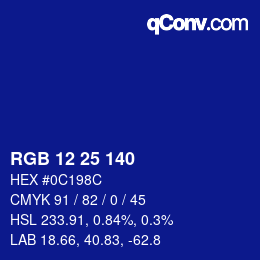 Color code: RGB 12 25 140 | qconv.com