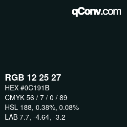 Color code: RGB 12 25 27 | qconv.com