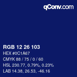 Color code: RGB 12 26 103 | qconv.com