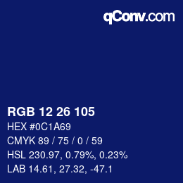 颜色代码: RGB 12 26 105 | qconv.com
