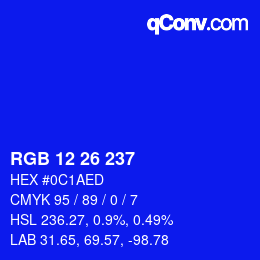 Color code: RGB 12 26 237 | qconv.com