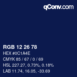Color code: RGB 12 26 78 | qconv.com