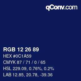 Color code: RGB 12 26 89 | qconv.com