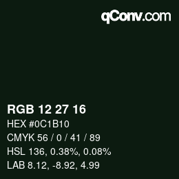 Color code: RGB 12 27 16 | qconv.com