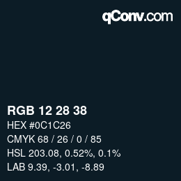 Color code: RGB 12 28 38 | qconv.com
