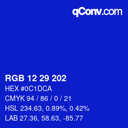 Código de color: RGB 12 29 202 | qconv.com