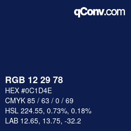 カラーコード: RGB 12 29 78 | qconv.com