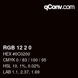 カラーコード: RGB 12 2 0 | qconv.com
