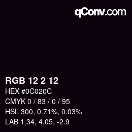 カラーコード: RGB 12 2 12 | qconv.com