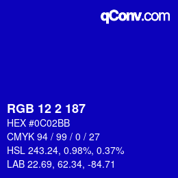 Color code: RGB 12 2 187 | qconv.com