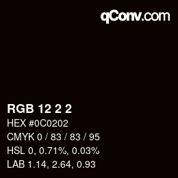 カラーコード: RGB 12 2 2 | qconv.com