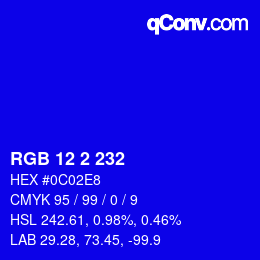 カラーコード: RGB 12 2 232 | qconv.com
