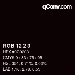 Color code: RGB 12 2 3 | qconv.com