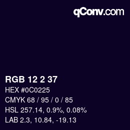 Color code: RGB 12 2 37 | qconv.com
