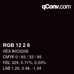 Color code: RGB 12 2 8 | qconv.com