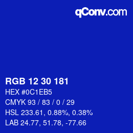 Color code: RGB 12 30 181 | qconv.com