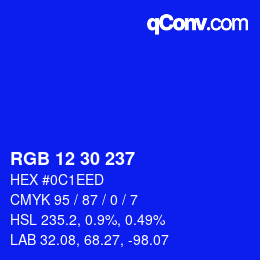 Color code: RGB 12 30 237 | qconv.com