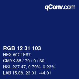 カラーコード: RGB 12 31 103 | qconv.com