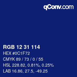 Color code: RGB 12 31 114 | qconv.com