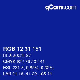 Color code: RGB 12 31 151 | qconv.com