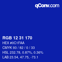Color code: RGB 12 31 170 | qconv.com