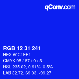 Color code: RGB 12 31 241 | qconv.com