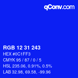 Color code: RGB 12 31 243 | qconv.com