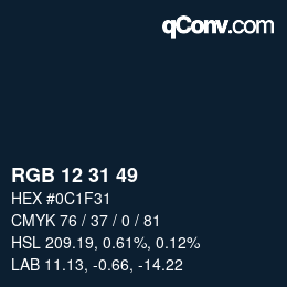 Color code: RGB 12 31 49 | qconv.com